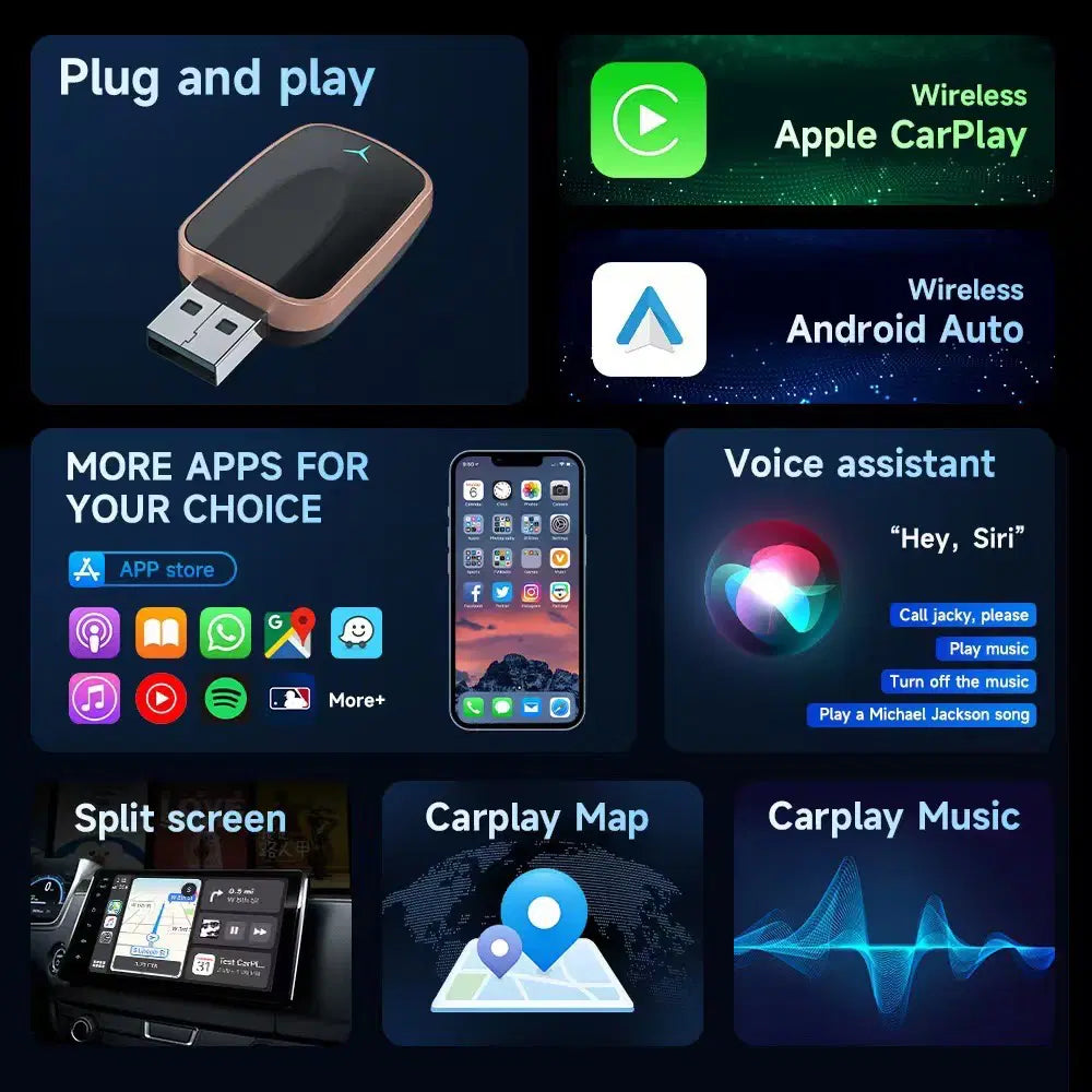 كاربلاي تحويل من سلك إلى وايرلس – CarPlay Wired to Wireless Adapter